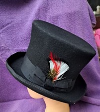 NWT Wool Mad Hatter 6" Top Hat Magic Performing Party Black Med- 21" Inside