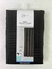 Mainstays Henderson Rich Black Basket Weave Fabric Shower Curtain-70 in x 72 in