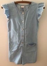 Blue Jean Jumpsuit Girls Fringe Shorts Size Large 10-12