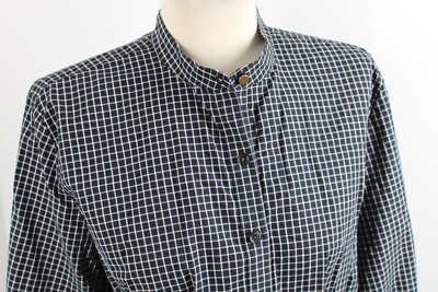 Lauren Ralph Lauren XL Navy Blue White Check Balloon Sleeve Top 