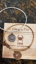 Wind and Fire CRAB Expandable, Stackable Bangle Bracelet W/ CHARM