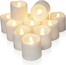 Homemory 12Pack Timer Flameless LED Votive Candles, Long Lasting Battery Operate
