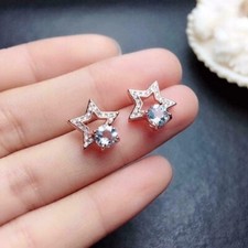 0.57Ct Round Cut Simulated Diamond Women Star Stud Earrings 14k Rose Gold Plated