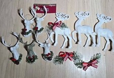 Set Of 8 Deer  Deer Mount Sparkly Glitter Ornaments
