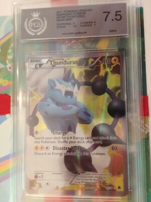 2011 Pokemon B&W Emerging Powers Thundurus Holo Full Art 97/98 PGS 7.5 PSA 8