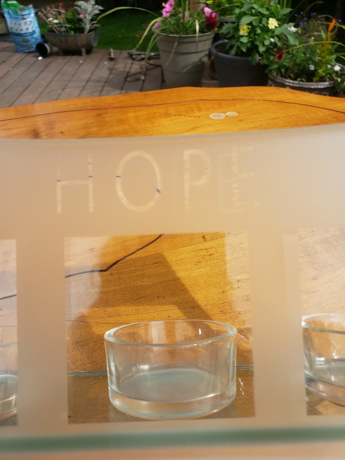 Decorative Kirkland's Etched Triple Candle Votive Runner "Hope" 9 1/2 Inches eBay