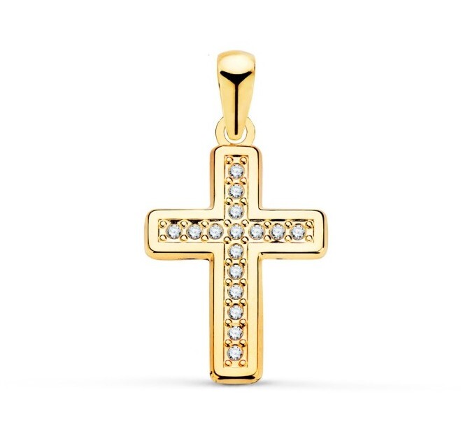 Colgante oro 18k 750 mls. Cruz Con Circonitas 19 X 13 MM.