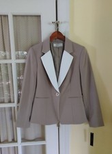 Tahari Arthur S Levine American Faith Blazer One Button Beige White NWT Size 4