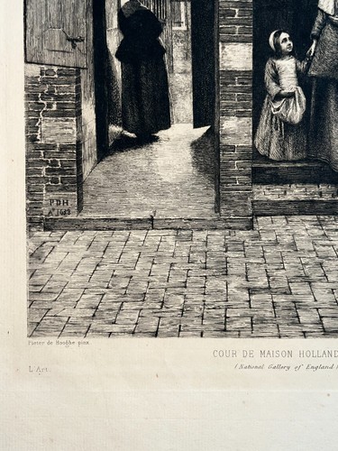 Cour Maison Hollandaise GRAVURE Eau Forte PAUL RAJON Pieter de Hooch HOOGHE XIX° - Imagen 3 de 4