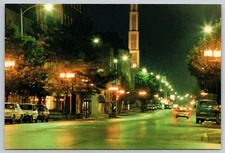 Uptown Quincy Illinois at Night Postcard UNPOSTED