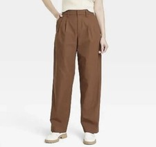 A New Day High-Rise Pleat Front Straight Chino Pants size 6 - Brown - NEW