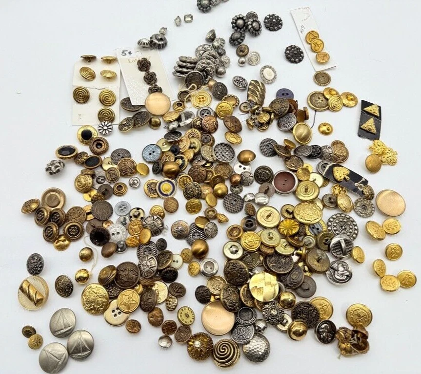 ЛОТ Винтажное Металлическое Латунное Стальное Серебряное Пальто Униформа Хвостовик 4 Отверстия Кнопки Парусник - Изображение 2 из 4