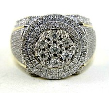 Natural Round Diamond Cluster Men's Ring Band 14k Yellow Gold 1.40Ct