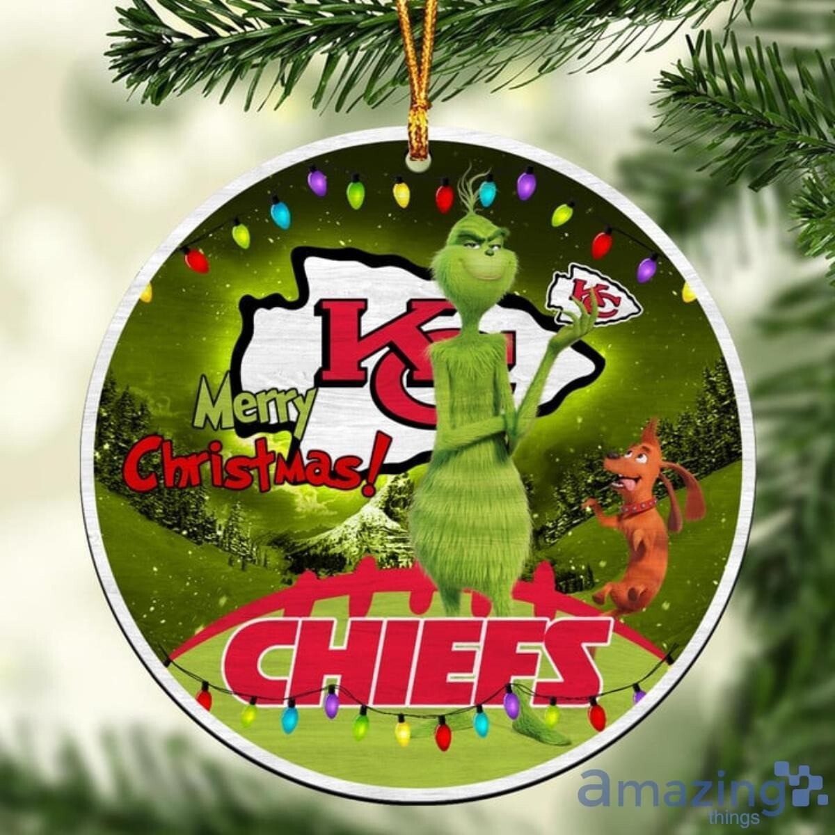 Custom Grinch KC Chiefs Football Christmas Ornament Gift