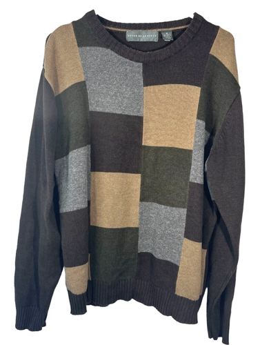 Men's Sonoma Cotton Sweater Wide Gray Stripes Crew Neck: size Men's Sonoma Cotton Sweater Wide Gray Stripes Crew Neck: size