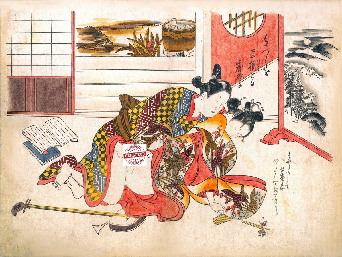 Vintage Reproduction Japanese Woodblock Shunga Print,wall