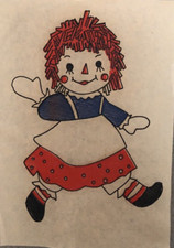 Original Vintage Antique Raggedy Ann Rag Doll Mini Iron On Transfer