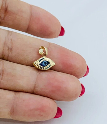 14k Gold Anhänger Griechisches Auge Blaues oder Rotes Auge   Ojo Griego Dije Beschützer Oro