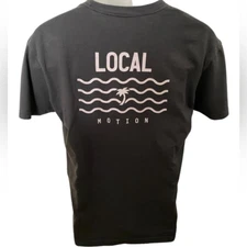 LOCAL MOTION Hawaii Gray w/ Light Pink/White Logo Surf Tee Shirt Men M Medium