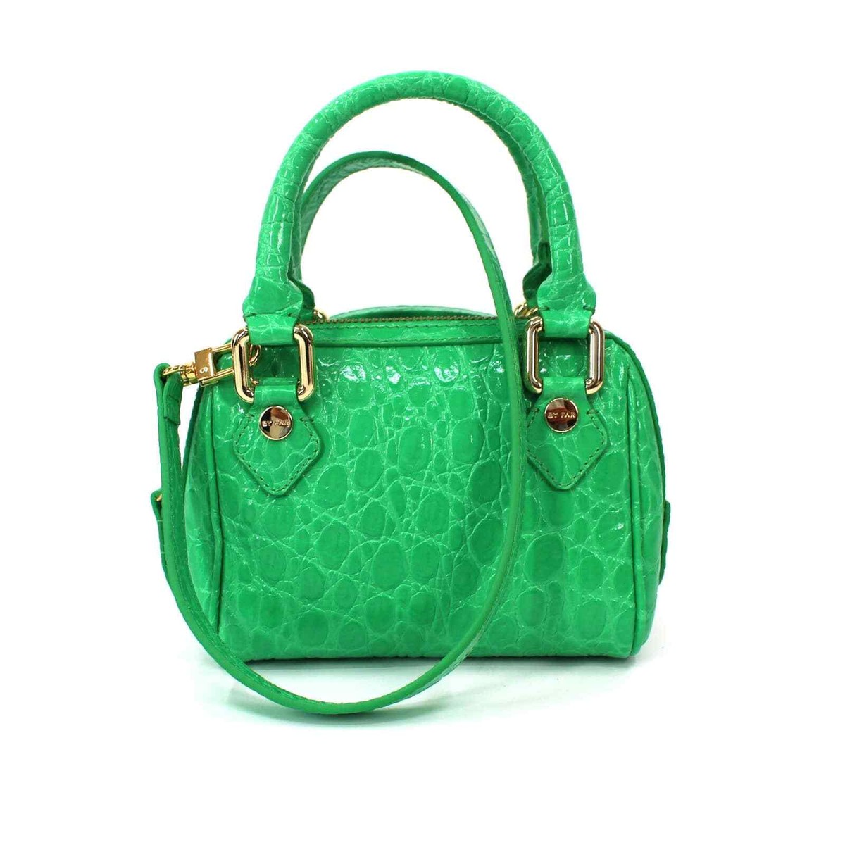 BY FAR Dora Super Green Croc Leather Shoulder Bag Handbag NEW Top