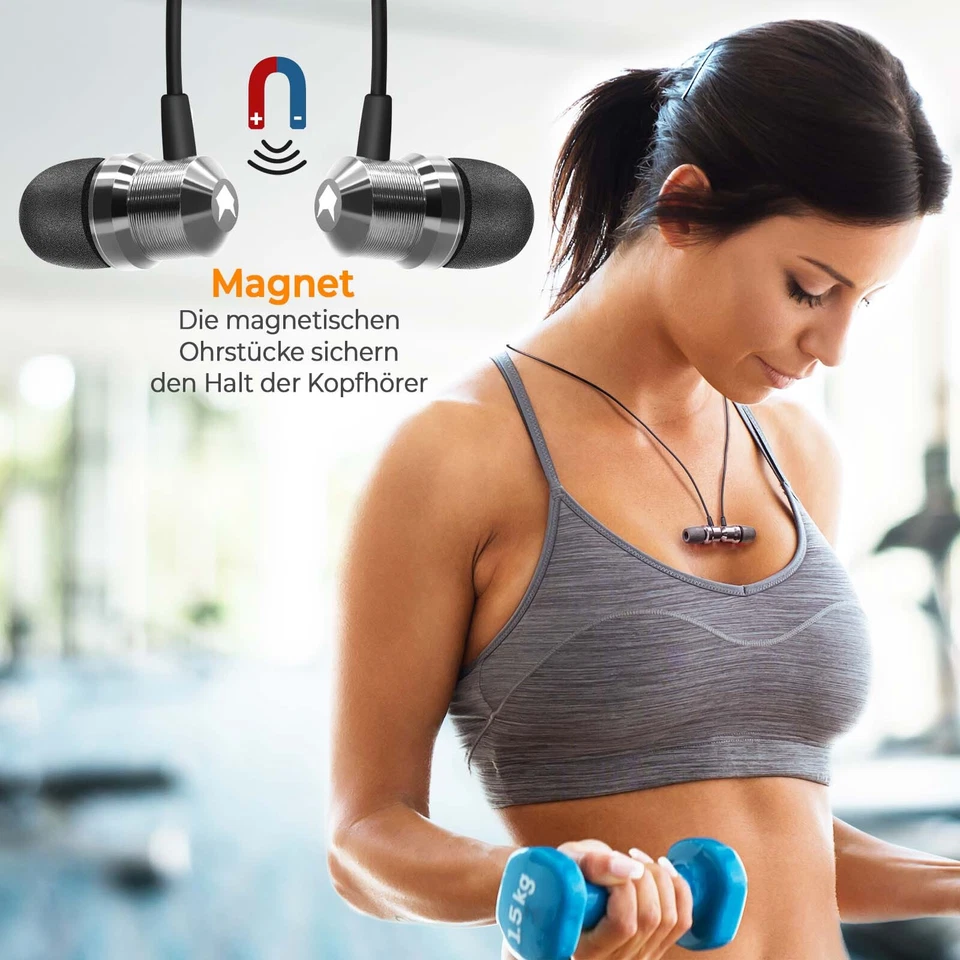 In-ear Auriculares Imán Deporte Diseño Memoria Espuma Auriculares Micrófono Gris - Imagen 2 de 4