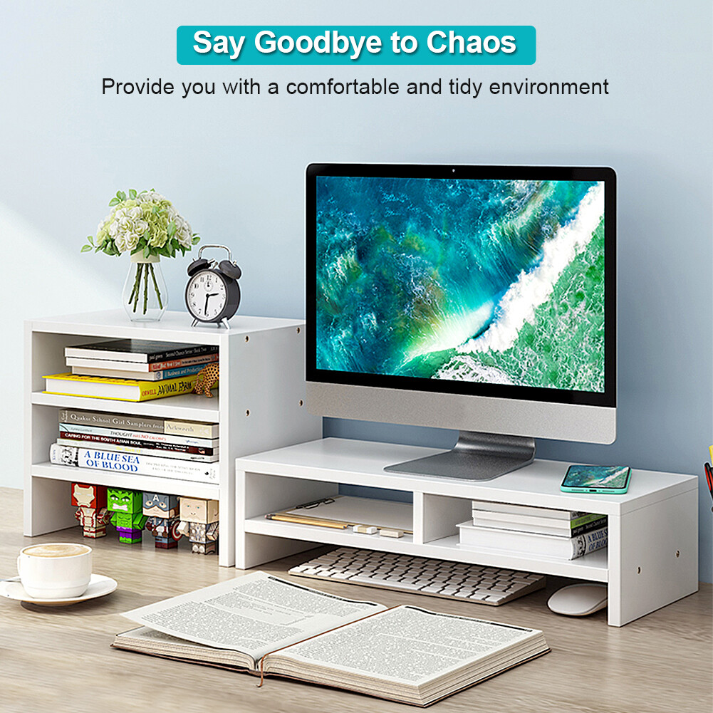 Monitor Stand Riser Desk Monitor Riser Desktop Organizer Computer Stand Shelf-image