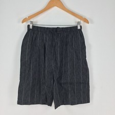 Unbranded mens shorts size L black striped stretch cotton blend 042301