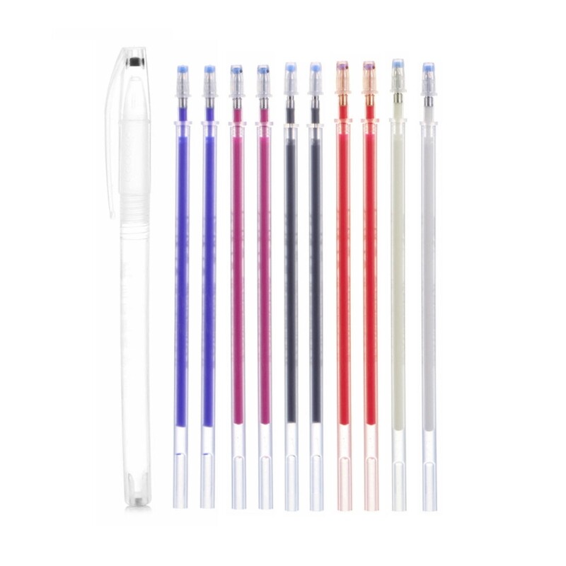 Heat Erasable Fabric Marking Pen with 10 Refills for Sewing Dressmaking