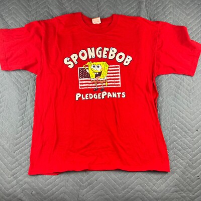 Vintage Spongebob Squareplants Mens Large Red Pledgepants Nickelodeon Y2K 2002