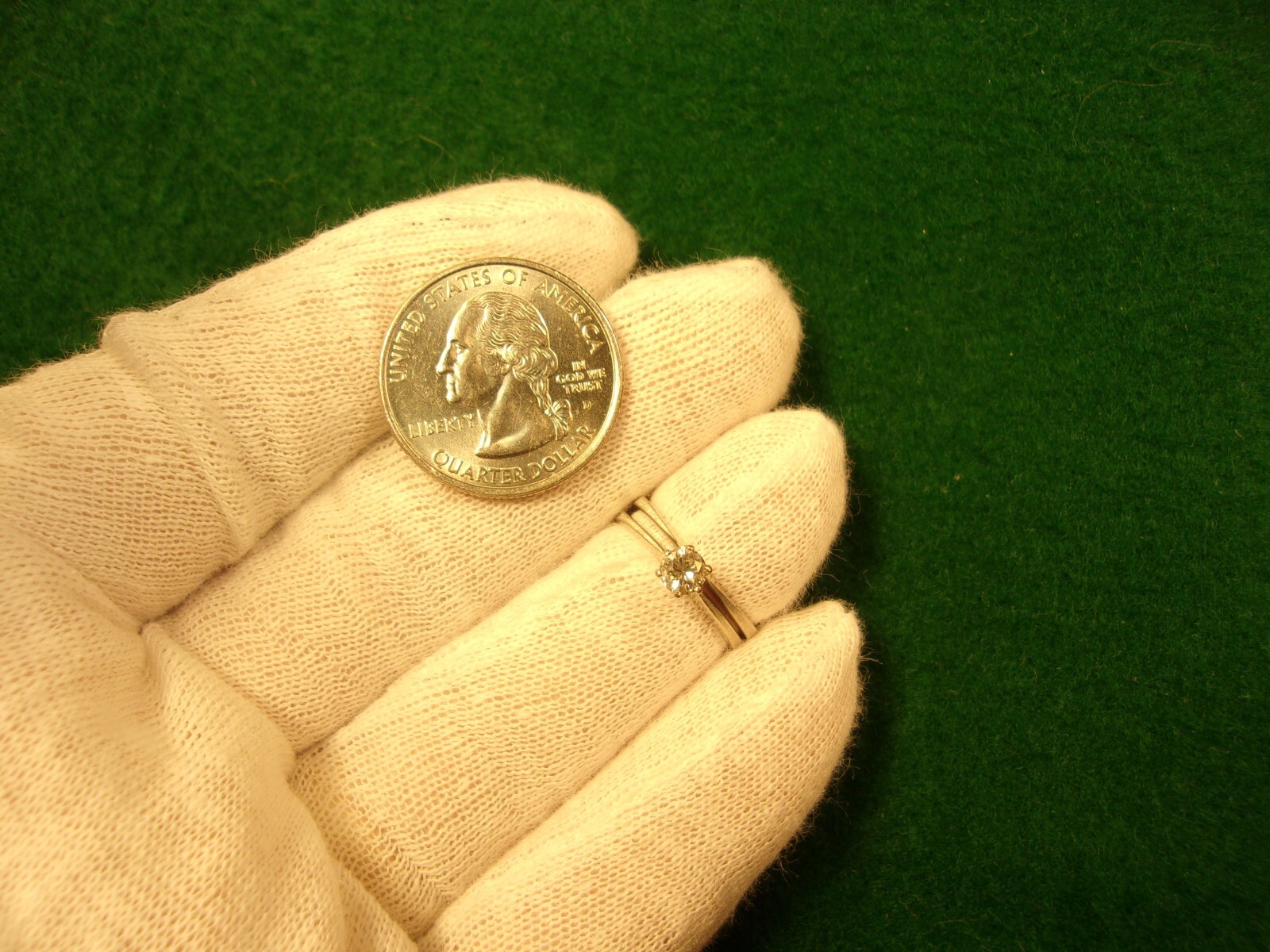 ELEGANT SIMPLISTIC VTG 14K WHITE GOLD 3/8 ct DIAMOND SOLITAIRE WEDDING