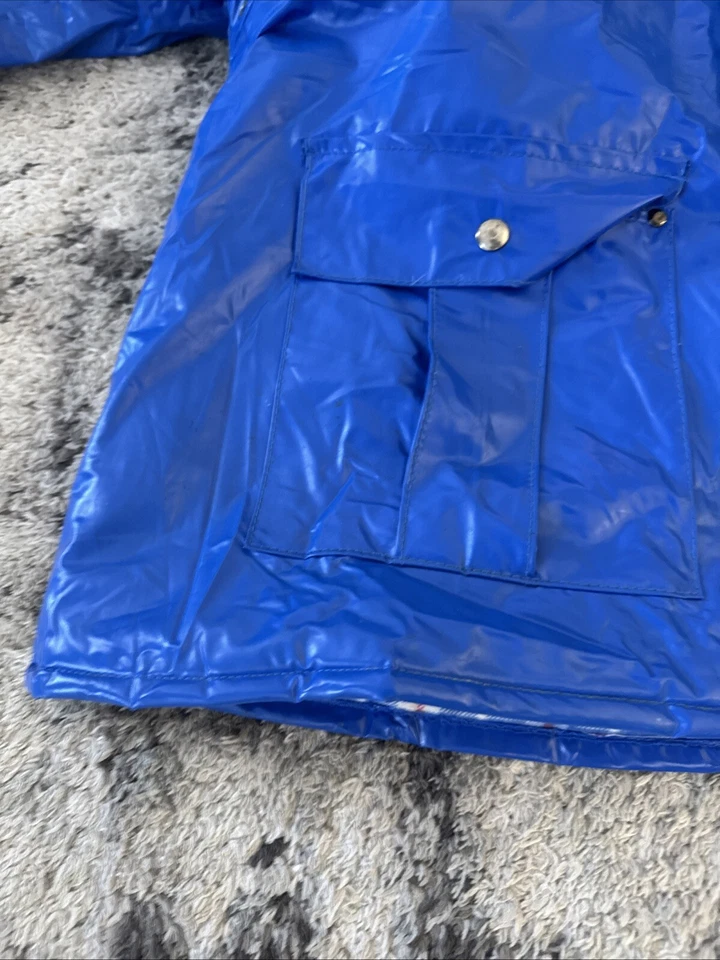 Vintage Duck Bay BLUE PVC Collared Snap Rain Jacket Size M - Image 3 of 4