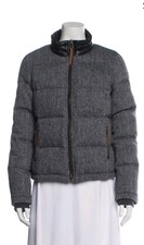 Hunters Womens Herringbone Puffer Jacket Size Xs Blk/navy 100% Wool