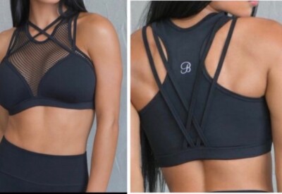 NWT Bombshell sportswear Iconic Sports Mesh Black bra, Luxe Athleisure Soft,