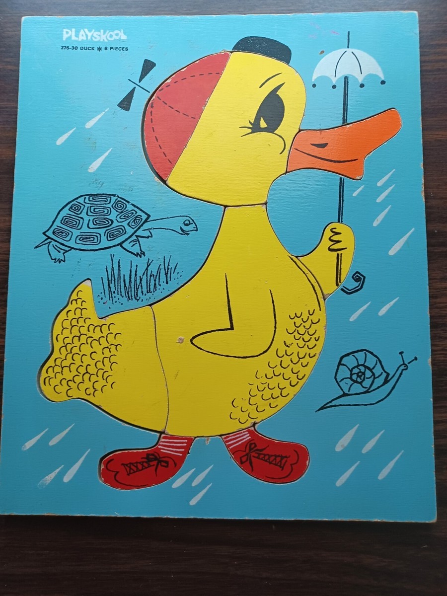 Playskool 6 Piece Vintage Wooden Duck Themed Puzzle 275-30