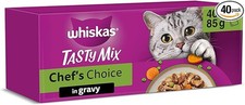 Whiskas Tasty Mix 1+Chef´s Choice in Gravy 40x85g Pouches, Adult Cat Food 4.73 per kilo