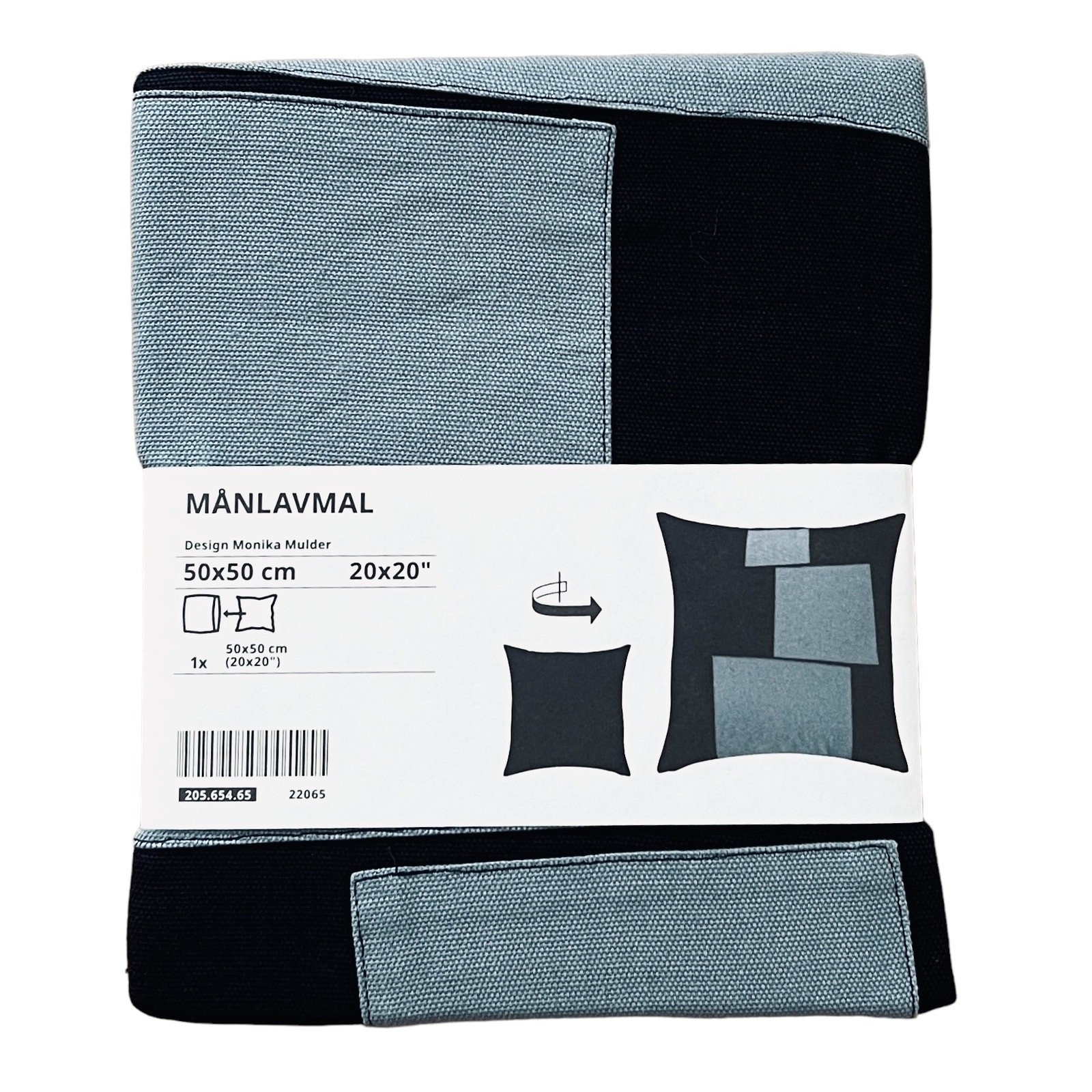 IKEA MANLAVMAL Blue Pillow Cover with Sewn-On Patches 20 x 20 3090₽