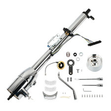 32 Tilt Steering Column Automatic Painted W Key 9 Hole Wheel Adapter Chorme