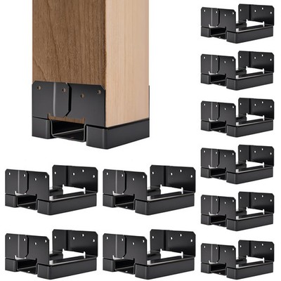 6x6 Post Base 10 PCS Black Rust Prevention Bracket 5.6''x5.6'' - For Decks