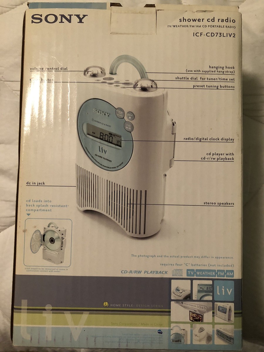 Sony Shower AM FM CD Clock Radio ICF-CD73V Radio New In Box