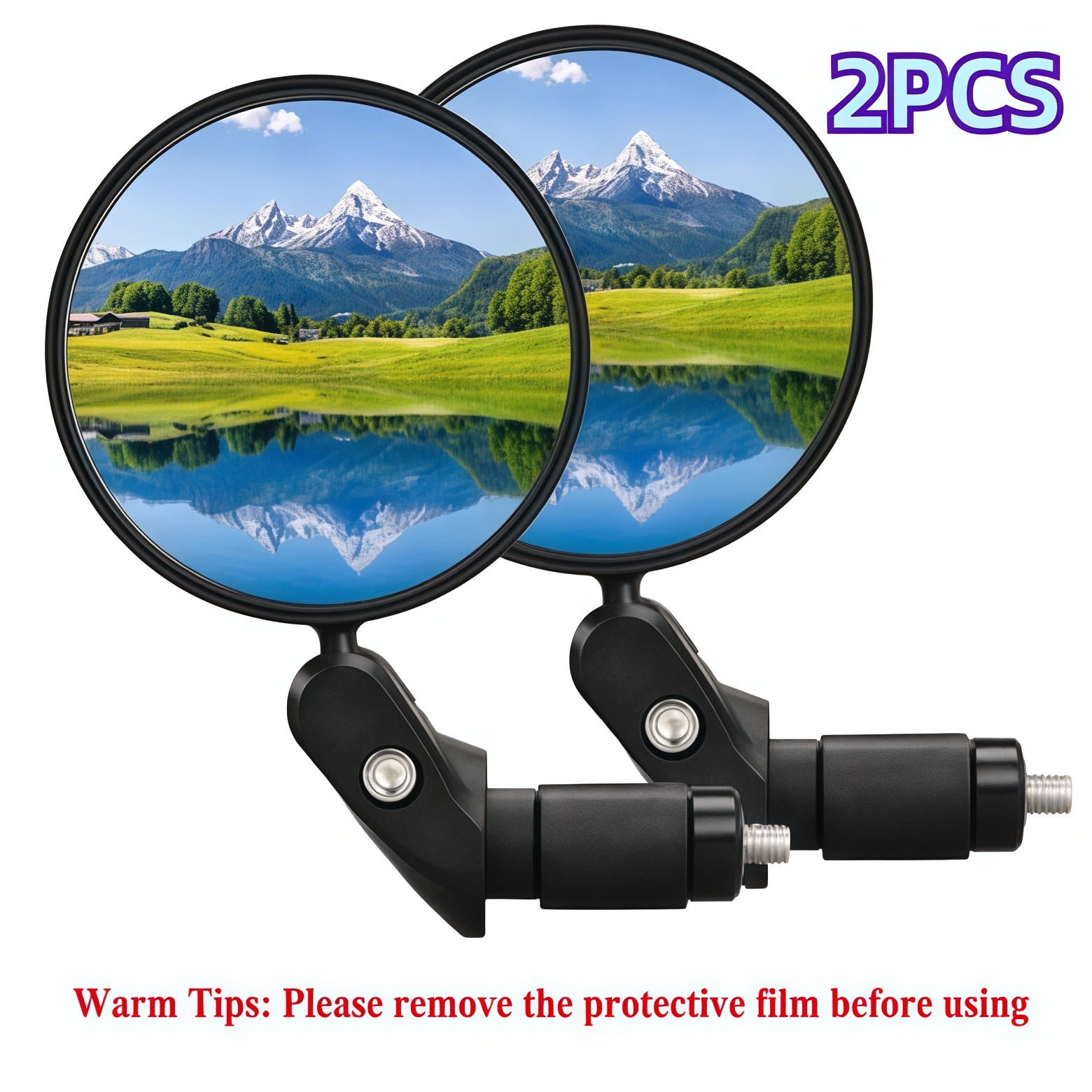 2Pcs Bike Mirror Rotaty Round MTB Road Handlebar Bicycle Rear View Glass Cycling