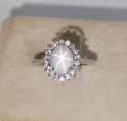 6 Rays White Lindy Star Sapphire Ring 925 Sterling Silver Wedding Ring For Her