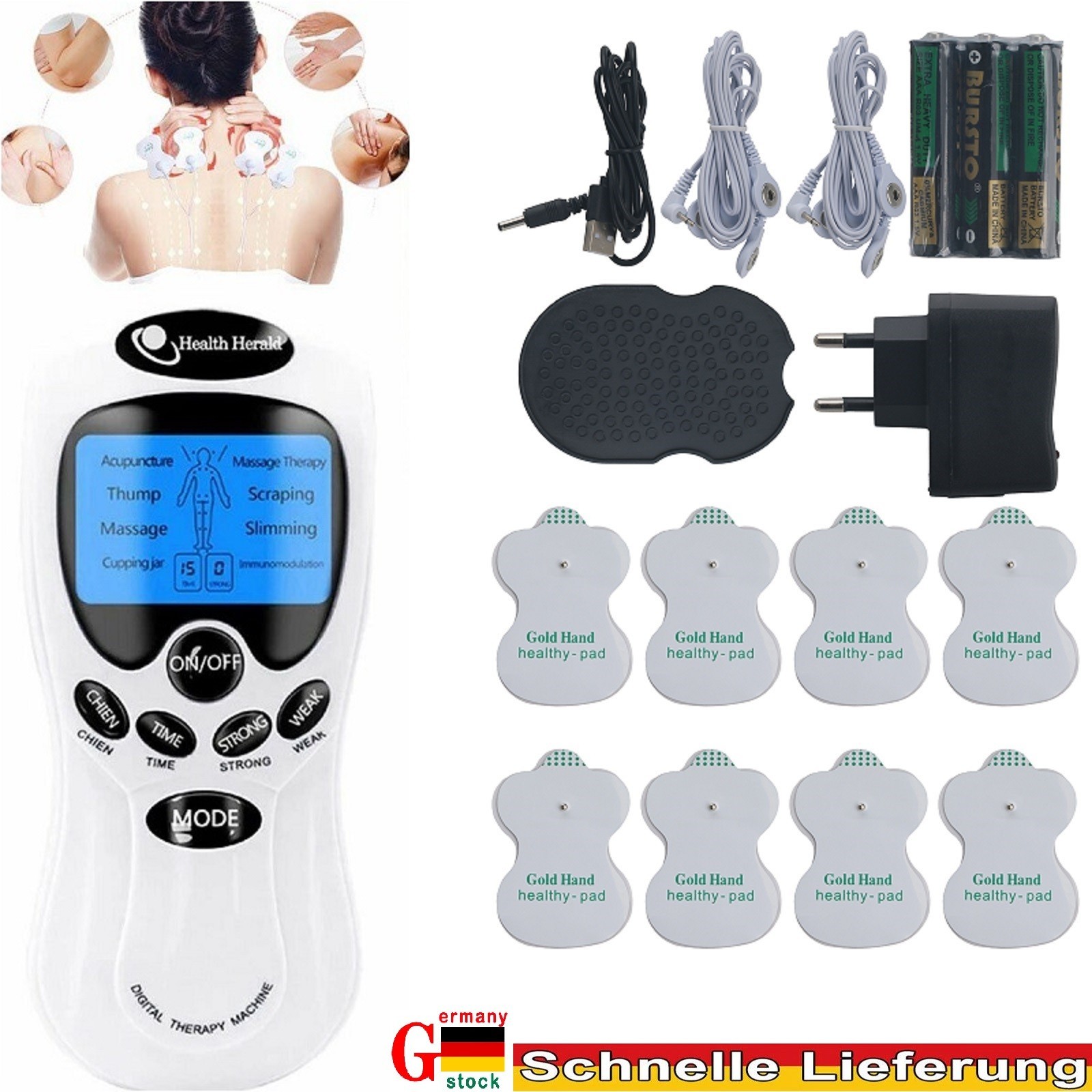 8in1 TENS EMS Massagegerät Elektrotherapie Schmerzlinderung Reizstrom Muskel DE