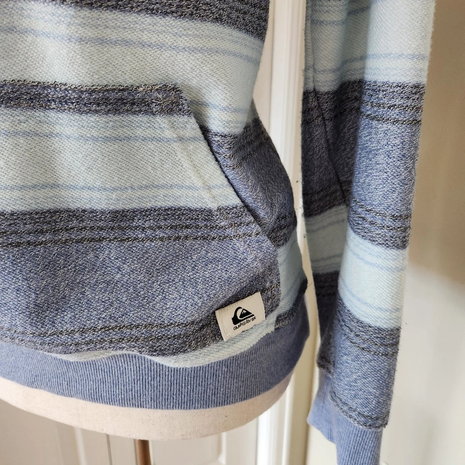 Sudadera con Capucha a Rayas Quiksilver Azul Pullover Bolsillos Mujer S Juvenil XL Foto 2 de 4