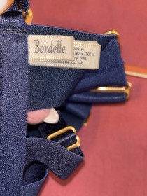 Bordelle Mari Longline Bodice Bra Navy Blue NWT S 30D 32C 34B 24k gold plated