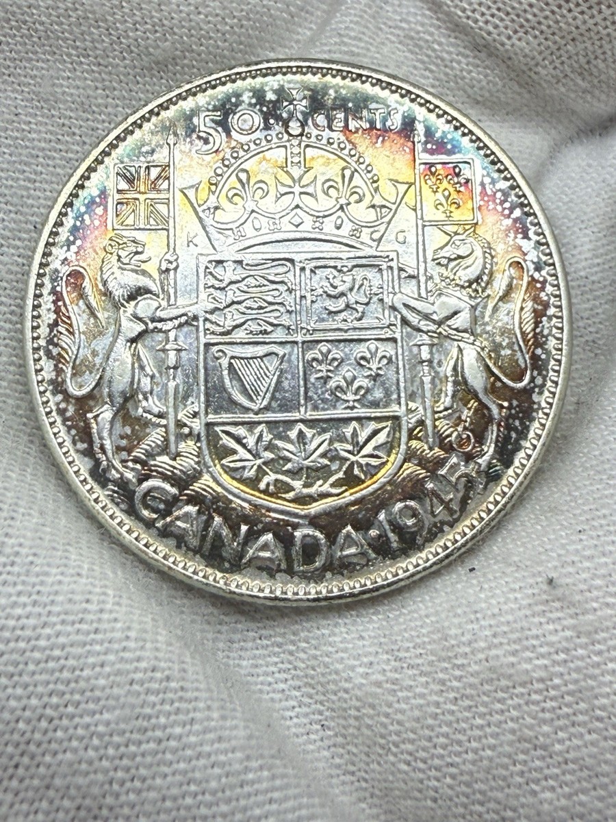 1945* CANADA FIFTY 50 CENT GEORGE VI SILVER HALF DOLLAR COIN L244