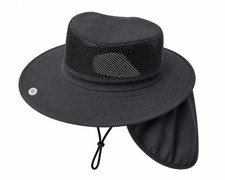 Wide Brim Safari Sun Hat with Neck Flap Breathable Mesh UPF 50 Lightweight F...