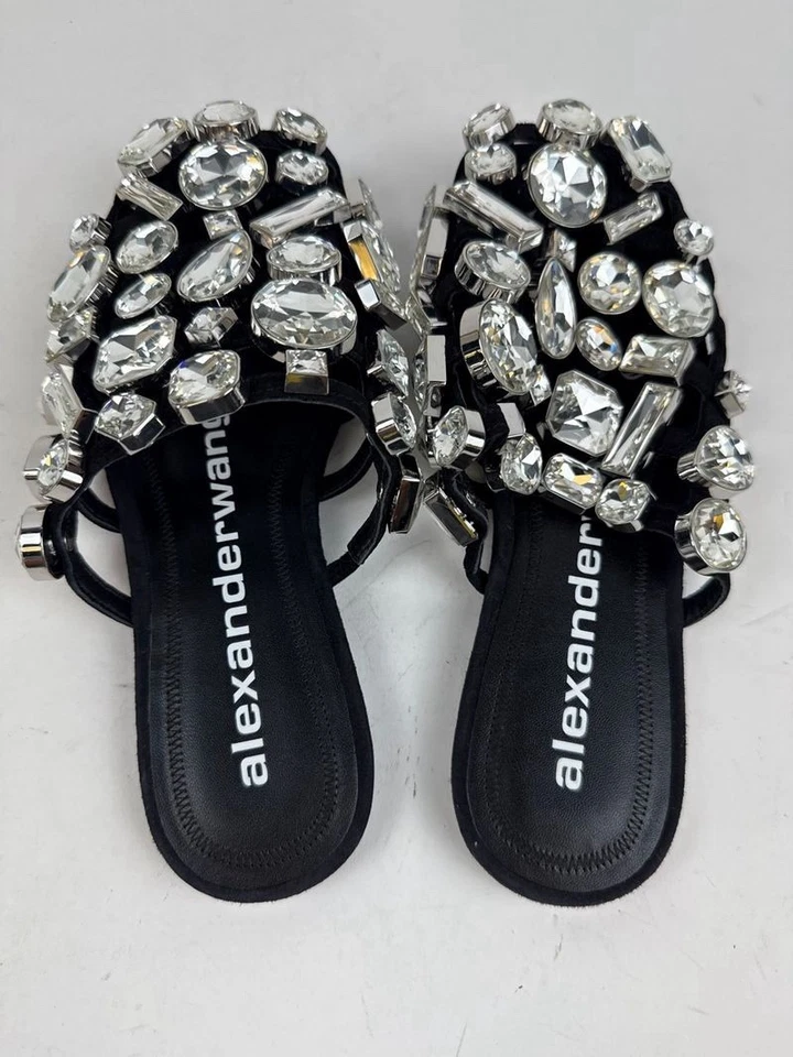 Alexander Wang Crystal Mules - Diapositivas Negras Talla 35 (US 5) Caja y Bolsa para el Polvo Foto 2 de 4