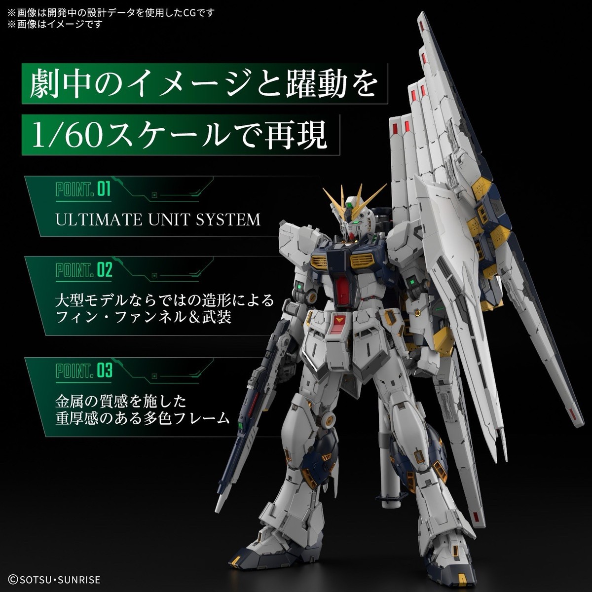 PG Unleashed RX-93 Nu Gundam 1/60 + LED Unit Set Perfect Grade