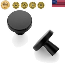 Matte Black Solid Kitchen Cabinet Knobs 1-1/4 Inch 5 Pack  Zinc Alloy, Round...
