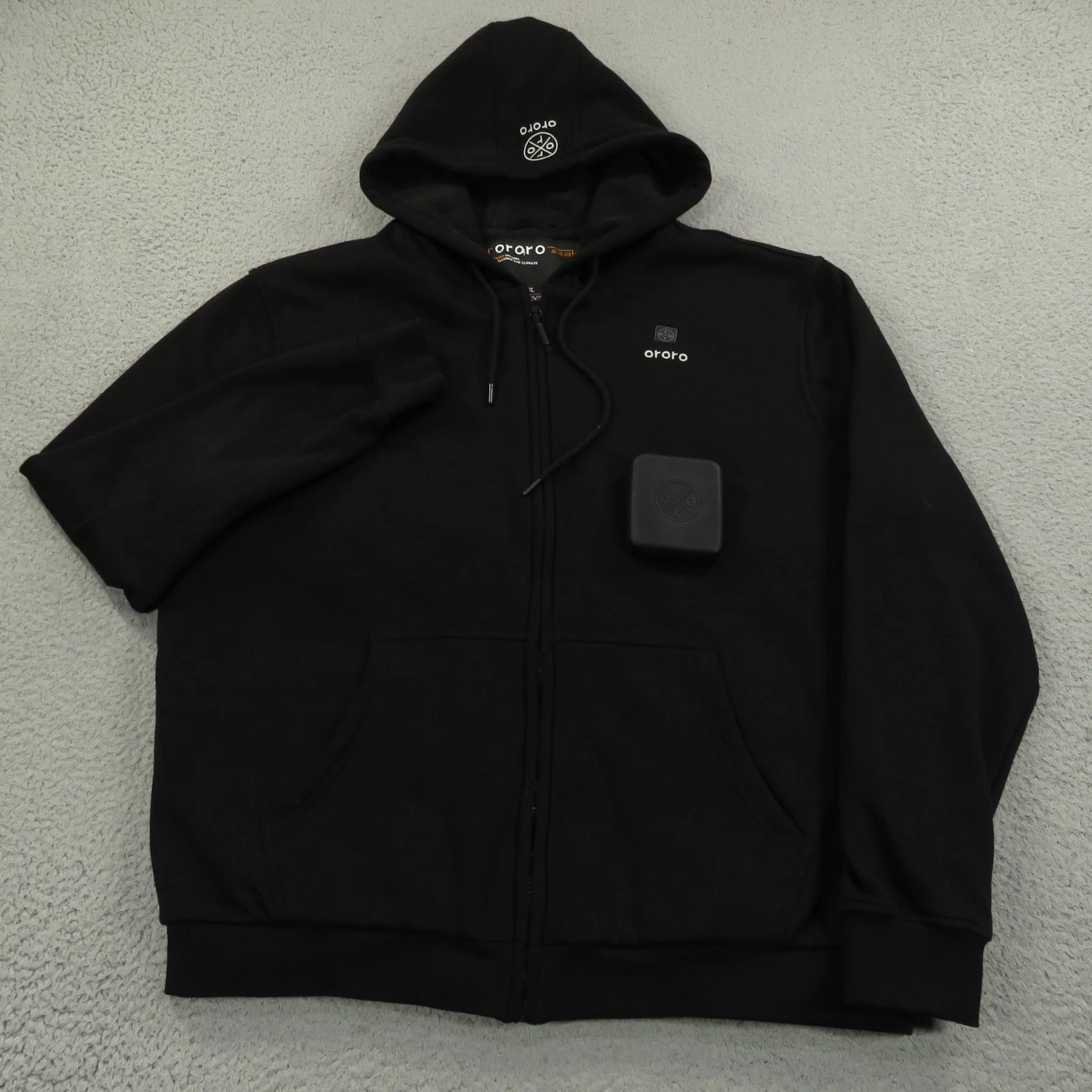Ororo Heated Jacket Mens XL Black Fleece 4 Zone Heated Fleece Full Zip Hoodie